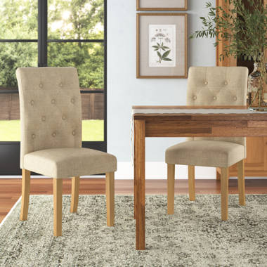 Three Posts Baumgarten Tufted Linen Upholstered Parsons Chair